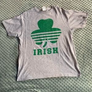 “Irish” Men’s Graphic Short Sleeve Clover T-Shirt - Men’s Large - Gray & Green
